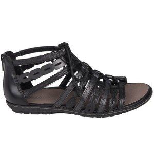Earth Tidal Gladiator Black Leather Sandals 6.5B